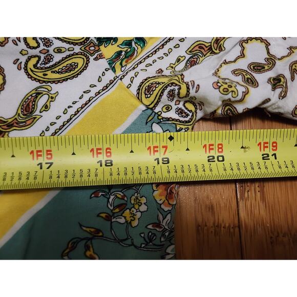 Denim & Flower Ricky Singh Mens L Button Up Shirt Yellow Floral Paisley Hawaiian - Picture 4 of 7